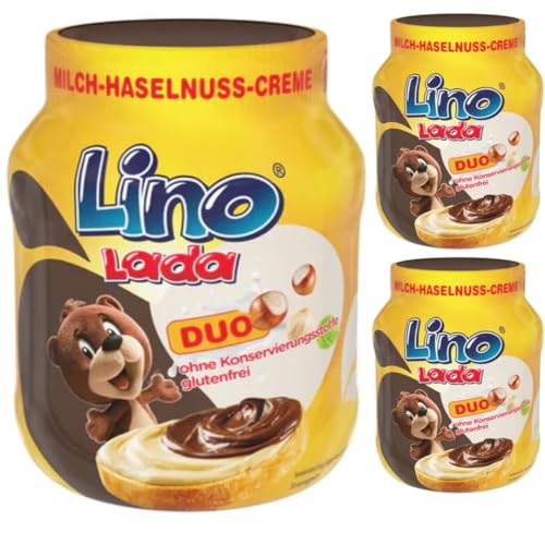 Lino Lada Duo - Milch und Haselnuss Creme Chocolate Spreads Schokoladenaufstriche 350 Gramm x 3 STÜCK von Generisch