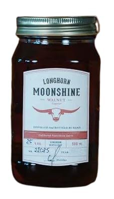 Longhorn Moonshine I "Walnuss" I Original handcraftet Bourbon Style Whiskey Likör I Distilled and botteld by Hand I Unfiltered franconian Spirit I 25% vol. I 0,5 l von Generisch