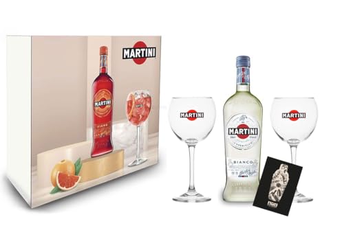 Martini Bianco Geschenkset - Wermuth 0,75L (14,4% Vol) + 2x Ballon Glas/Gläser-Set- [Enthält Sulfite] von Generisch