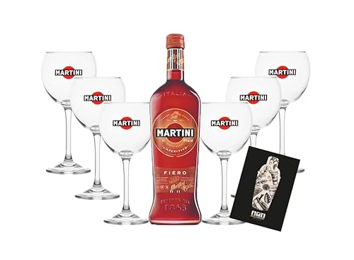 Martini Fiero Wermut 1L (14,4% Vol) + 6x Martini Royale Ballon Cocktail Gläser Glas Set 47cl- [Enthält Sulfite] von Generisch