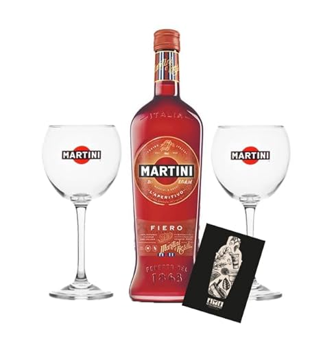 Martini Fiero Wermut 1L (14,4% Vol) + Martini Royale Ballon Cocktail Glas Set - 2x Gläser 47cl- [Enthält Sulfite] von Generisch