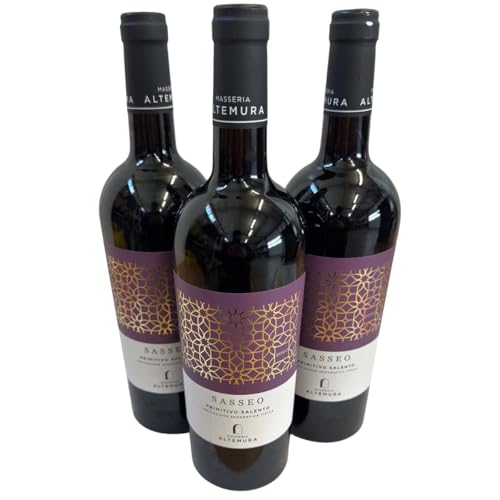 Masseria Altemura, Sasseo Primitivo Salento IGT 2022, Rotwein aus Italien, 750 ml, 3er-Set von Generisch