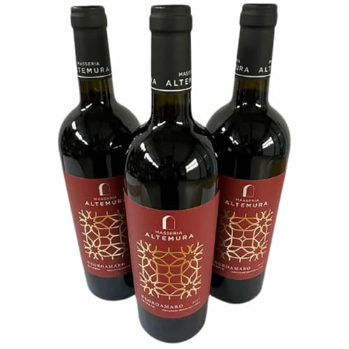 Negroamaro Salento IGT 2021, Masseria Altemura, Rotwein aus Italien, 750 ml, 3er-Set von Generisch