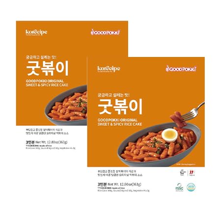 Mealkit-Topokki Rice cake, Reiskuchen, Tteokbokki, Korean Street food, Ricenoodles with Sauce, for two persons, middle spicy, Made in Korea, 2x363g von Generisch