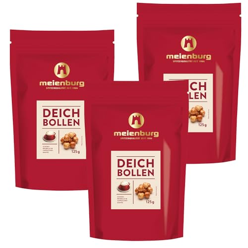 Meienburg Deichbollen - 3x 125g | Knusprige Reisbällchen überzogen mit Schokolade im Cappucino - Mantel Snack | 375g von Generisch