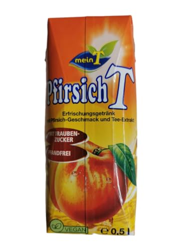 MeinT Erfrischungsgetränk – Pfirsich & Granatapfel-Zitrone – Mit Tee-Extrakt & Traubenzucker – Vegan, Zuckerreduziert & Pfandfrei – 0,5L (500, Pfirsich) von Generisch