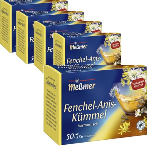 Meßmer Fenchel-Anis-Kümmel-Tee 50 ST x 5 er Pack mit Pufai Grocery von Generisch