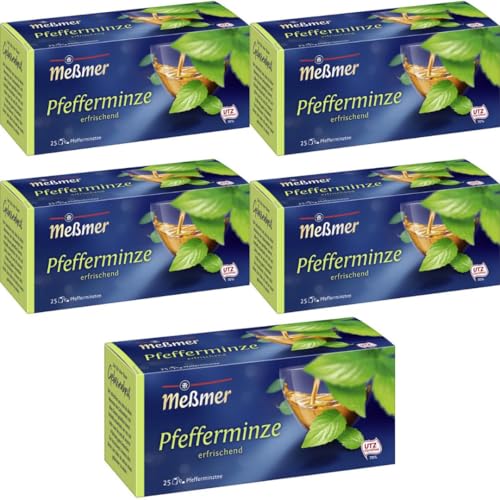 Meßmer Tee Pfefferminze klein Tee 25 STÜCK X 2,25 gramm x 5 er Pack mit Pufai von Generisch