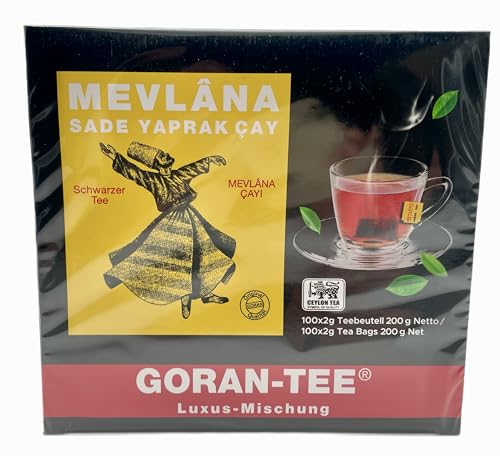 Mevlana Goran Tee-Beuteltee-Luxus Mischung Schwarzer Tee (100 Stück x 2g) von Generisch