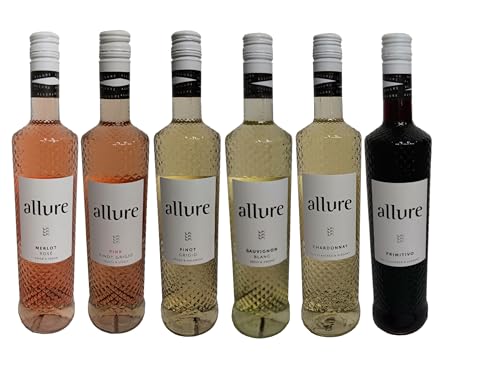 Michel Schneider Allure Wein Mix Paket (Chardonnay + Pink Pinot Grigio + Sauvignon Blanc + Merlot Rose + Pinot Grigio + Primitivo) mit Alkohol - 6 Stk von Generisch