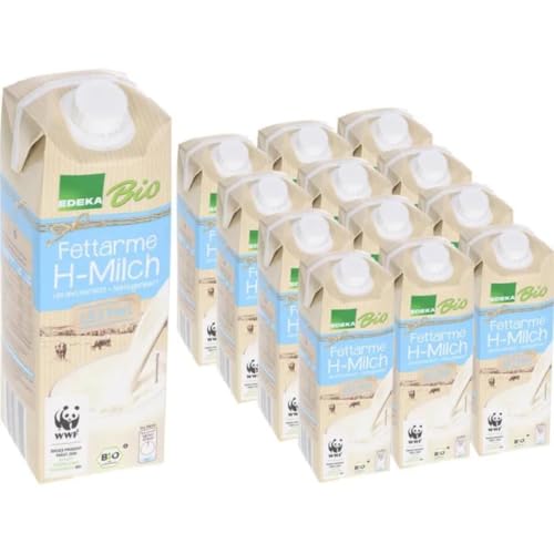 Milch Edeka fettarme H-Milch 1,5% Fett Haltbare Milch, je 1 Liter, 12 Stück mit Pufai Grocery von Generisch