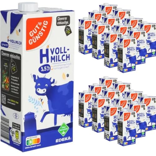 Milch Gut&Günstig fettarme H-Milch 3,5% Fett Haltbare Milch, je 1 Liter, 24 Stück mit Pufai Grocery von Generisch