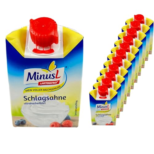 MinusL - 12er Pack Schlagsahne laktosefrei 30% Fett á 200 ml - Laktosefreie H-Sahne zum Kochen, Verfeinern von Soßen, Abschmecken von Suppen oder für Desserts und Kaffee (haltbare Sahne) von Generisch