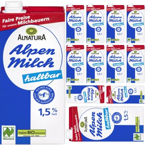 Mit Pufai Alpenmilch haltbar 1,5% Fett Milch Haltbare 1000 mililiter x 12 Stück von Generisch