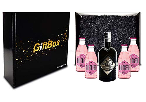 Mixcompany Geschenkset - Needle Masterpiece Dry Gin 0,5L (45% Vol) + 4 x Goldberg Indian Hibiscus Tonic Water 0,2l MEHRWEG inkl. Pfand- Needle Masterpiece Gin Geschenk Set von Generisch