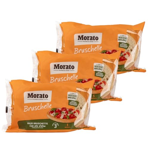 Morato - 3er Pack Original italienisches Bruschelle Weißbrot mit Olivenöl 500 g Packung - Maxi Bruschette Bruschetta Brot Con Ingredienti Naturali Senza Zuccheri Aggiunti von Generisch