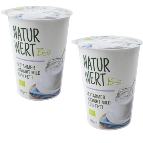 NaturWert Joghurt Fettarmer Joghurt mild 1,5% Fett 500 Gramm x 2 Stück [Frischegarantie] von Generisch