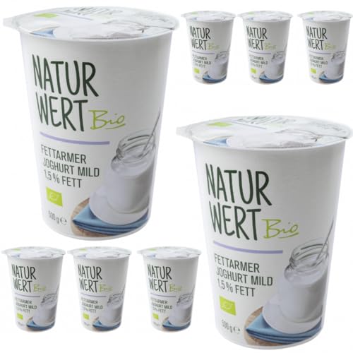 NaturWert Joghurt Fettarmer Joghurt mild 1,5% Fett 500 Gramm x 8 Stück [Frischegarantie] von Generisch