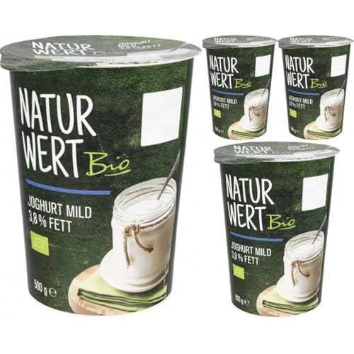 NaturWert Joghurt leicht mild 3,8% Fett 500 Gramm x 4 Stück [Frischegarantie] von Generisch