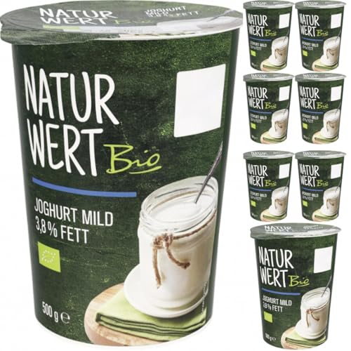 NaturWert Joghurt leicht mild 3,8% Fett 500 Gramm x 8 Stück [Frischegarantie] von Generisch