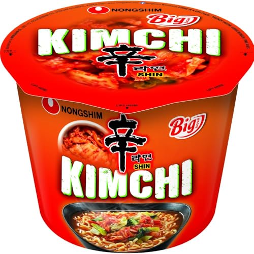 Nong Shim Kimchi Ramyun Big Bowl 16 x 112g - Korean Instant Noodles Würzige Ramen Suppe Schnell & Einfach zubereitet | Asiatische Fertignudeln Suppenschale mit intensiven aroma von Generisch