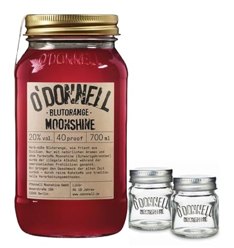 O`Donnell Moonshine "Blutorange" I "Shot & Share Combo" I 2 Shotgläser I Natürliche Zutaten I Premium Schnaps nach amerikanischer Tradition I 20% Vol. Alkohol von Generisch