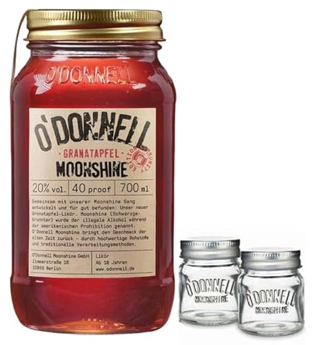 O`Donnell Moonshine "Granatapfel" I "Shot & Share Combo" I 2 Shotgläser I Natürliche Zutaten I Premium Schnaps nach amerikanischer Tradition I 20% Vol. Alkohol von Generisch