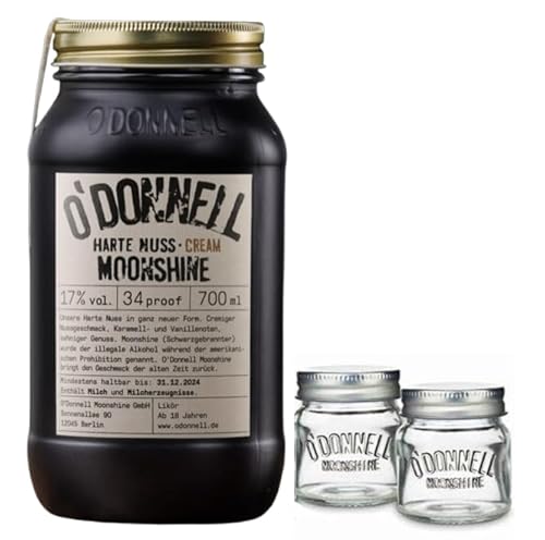 O`Donnell Moonshine "Harte Nuss Cream" I "Shot & Share Combo" I 2 Shotgläser I Natürliche Zutaten I Premium Schnaps nach amerikanischer Tradition I 20% Vol. Alkohol von Generisch