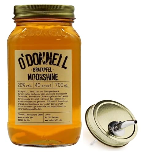 O`Donnell Moonshine I (0,7l) I Natürliche Zutaten I Premium Schnaps nach amerikanischer Tradition I Inkl. Aussgießer (Bratapfel) von Generisch