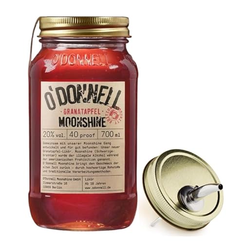 O`Donnell Moonshine I (0,7l) I Natürliche Zutaten I Premium Schnaps nach amerikanischer Tradition I Inkl. Aussgießer (Granatapfel) von Generisch