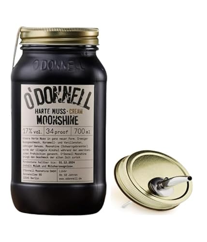 O`Donnell Moonshine I (0,7l) I Natürliche Zutaten I Premium Schnaps nach amerikanischer Tradition I Inkl. Aussgießer (Harte Nuss Cream) von Generisch