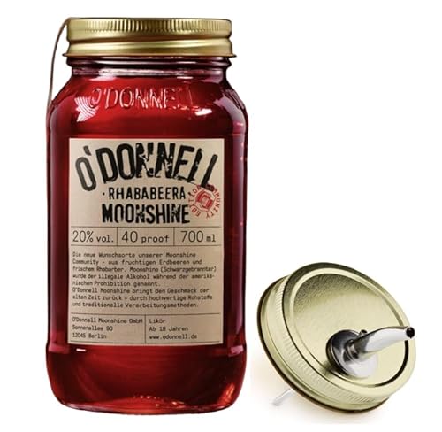 O`Donnell Moonshine I (0,7l) I Natürliche Zutaten I Premium Schnaps nach amerikanischer Tradition I Inkl. Aussgießer (Rhababeera) von Generisch