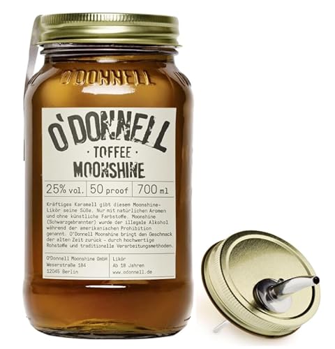 O`Donnell Moonshine I (0,7l) I Natürliche Zutaten I Premium Schnaps nach amerikanischer Tradition I Inkl. Aussgießer (Toffee) von Generisch