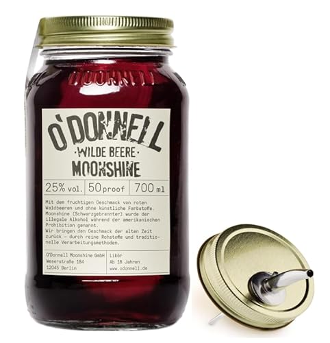 O`Donnell Moonshine I (0,7l) I Natürliche Zutaten I Premium Schnaps nach amerikanischer Tradition I Inkl. Aussgießer (Wilde Beere) von Generisch