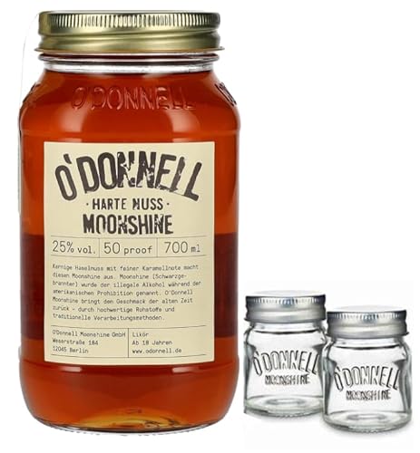 O`Donnell Moonshine I "Shot & Share Combo" I Harte Nuss I 2 Shotgläser I Natürliche Zutaten I Premium Schnaps nach amerikanischer Tradition I 25% Vol. Alkohol von Generisch