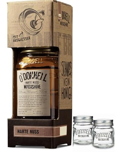 O`Donnell Moonshine I "Shot & Share Combo" I Kombiset “Harte Nuss” I 2 Shotgläser I Natürliche Zutaten I Premium Schnaps nach amerikanischer Tradition I 25% Vol. Alkohol von Generisch