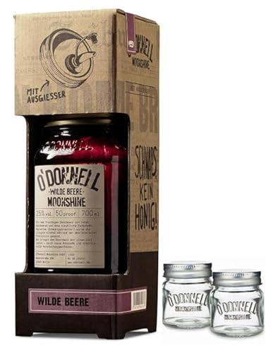 O`Donnell Moonshine I "Shot & Share Combo" I Kombiset “Wilde Beere” I 2 Shotgläser I Natürliche Zutaten I Premium Schnaps nach amerikanischer Tradition I 25% Vol. Alkohol von Generisch