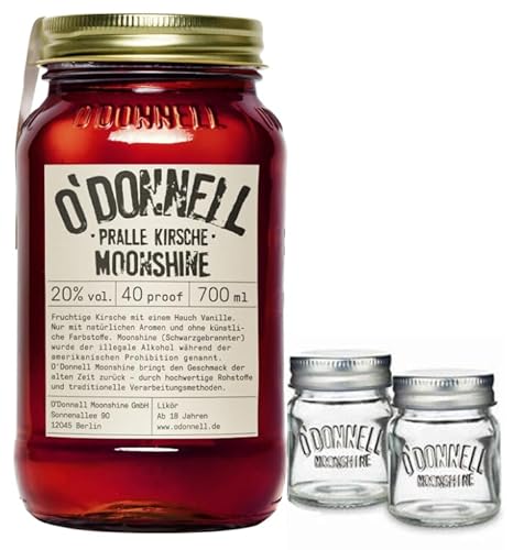 O`Donnell Moonshine I "Shot & Share Combo" I "Pralle Kirsche" I 2 Shotgläser I Natürliche Zutaten I Premium Schnaps nach amerikanischer Tradition I 25% Vol. Alkohol von Generisch