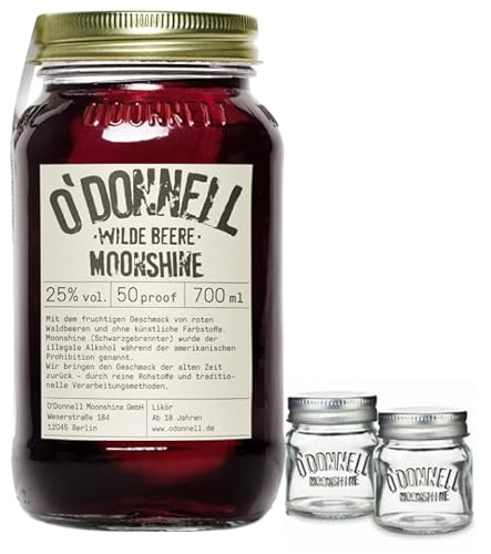 O`Donnell Moonshine I "Shot & Share Combo" I "Wilde Beere" I 2 Shotgläser I Natürliche Zutaten I Premium Schnaps nach amerikanischer Tradition I 25% Vol. Alkohol von Generisch