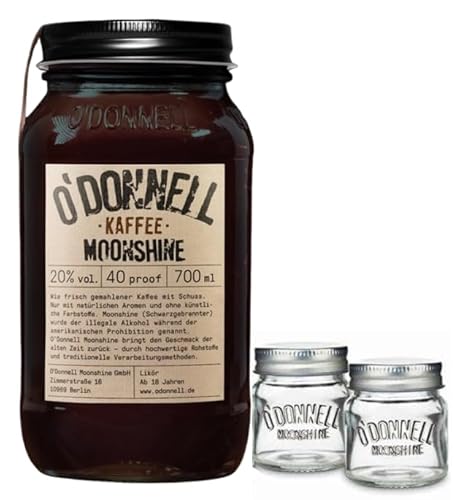 O`Donnell Moonshine "Kaffee" I "Shot & Share Combo" I 2 Shotgläser I Natürliche Zutaten I Premium Schnaps nach amerikanischer Tradition I 20% Vol. Alkohol von Generisch