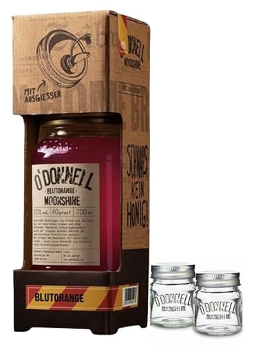 O`Donnell Moonshine Kombiset "Blutorange" Likör I "Shot & Share" I 2 Shotgläser I Natürliche Zutaten I Premium Schnaps nach amerikanischer Tradition I 20% Vol. Alkohol von Generisch