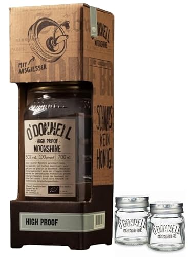 O`Donnell Moonshine Kombiset "High Proof" Likör I "Shot & Share" I 2 Shotgläser I Natürliche Zutaten I Premium Schnaps nach amerikanischer Tradition I 20% Vol. Alkohol von Generisch