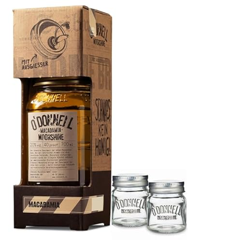 O`Donnell Moonshine Kombiset "Macadamia" Likör I "Shot & Share" I 2 Shotgläser I Natürliche Zutaten I Premium Schnaps nach amerikanischer Tradition I 20% Vol. Alkohol von Generisch