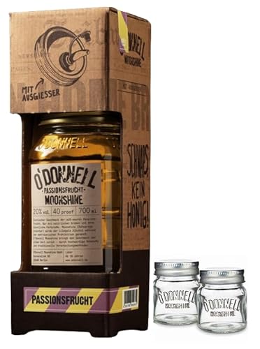 O`Donnell Moonshine Kombiset "Passionsfrucht" Likör I "Shot & Share" I 2 Shotgläser I Natürliche Zutaten I Premium Schnaps nach amerikanischer Tradition I 20% Vol. Alkohol von Generisch