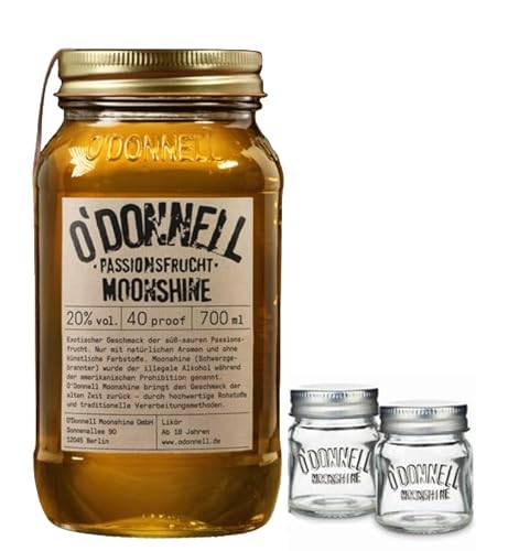 O`Donnell Moonshine "Passionsfrucht" I "Shot & Share Combo" I 2 Shotgläser I Natürliche Zutaten I Premium Schnaps nach amerikanischer Tradition I 20% Vol. Alkohol von Generisch