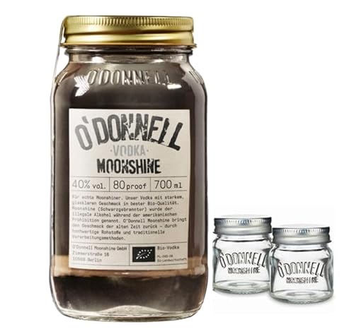 O`Donnell Moonshine "Vodka" I "Shot & Share Combo" I 2 Shotgläser I Natürliche Zutaten I Premium Schnaps nach amerikanischer Tradition I 40% Vol. Alkohol von Generisch