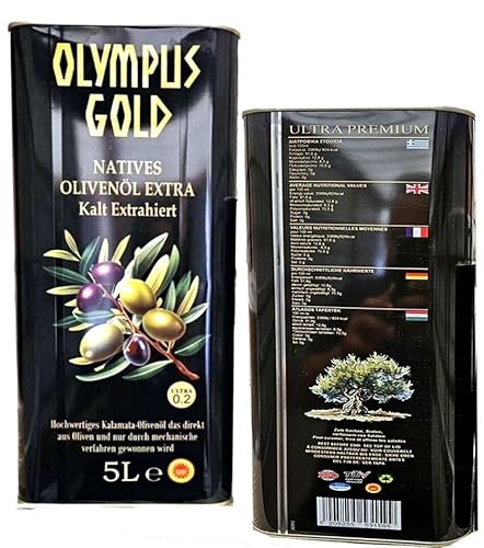 Olympus Gold - Kalamata Olivenöl 5L – Kaltgepresst – Ideal für Kochen, Braten und Salate von Generisch