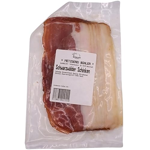 Original Schwarzwälder Schinken 130g Fein Geschnitten aus 100% Deutschem Schweinefleisch Original Räucherschinken für Brotzeit und Vesper Premium Qualität von der Landmetzgerei Bühler von Generisch