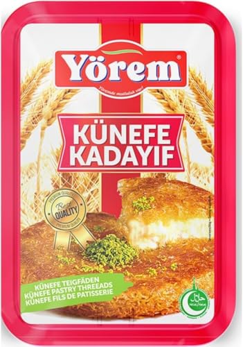 Original Yorem Gebäckfäden, frische Kadayif Kunefe Dubai, Schokolade, Kadaifi, türkischer Stil, Dessert, Taze Kadayif, 400 g von Pufai Grocery von Generisch