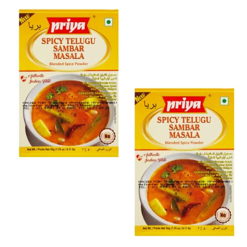 PRIYAs Würzige Telugu Sambar Masala - Authentische südindische Gewürzmischung, 50g (Bundle von 2) von Generisch